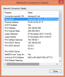 IP yang didapat client setelah terhubung dengan server Debian